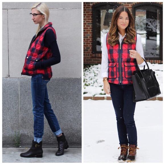 J. Crew Red Navy Buffalo Check Excursion Vest - Picture 2 of 6